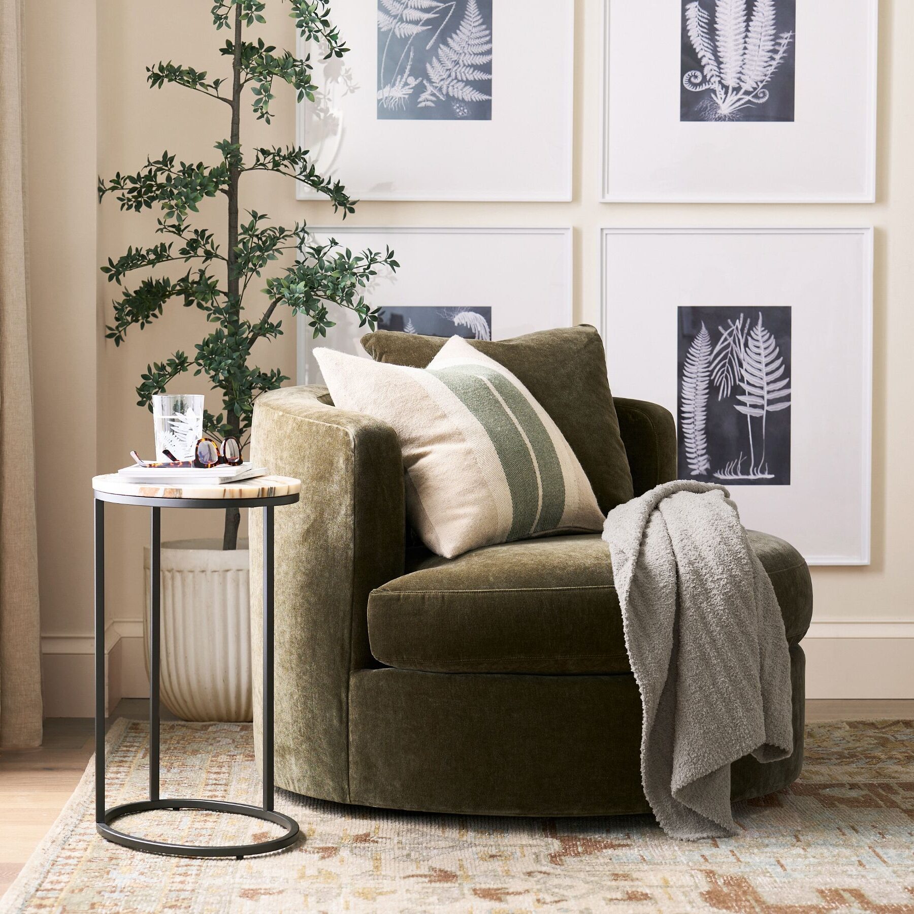 cozy chair with blanket